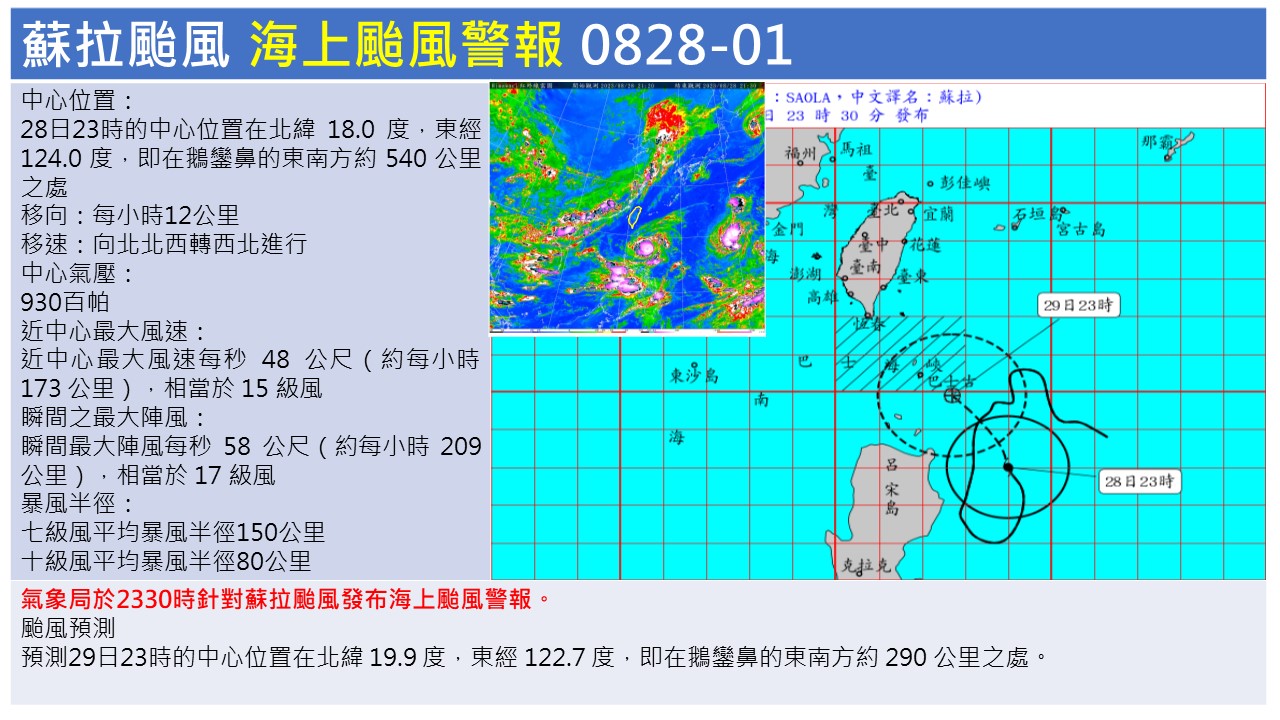 警示說明:蘇拉海警發布