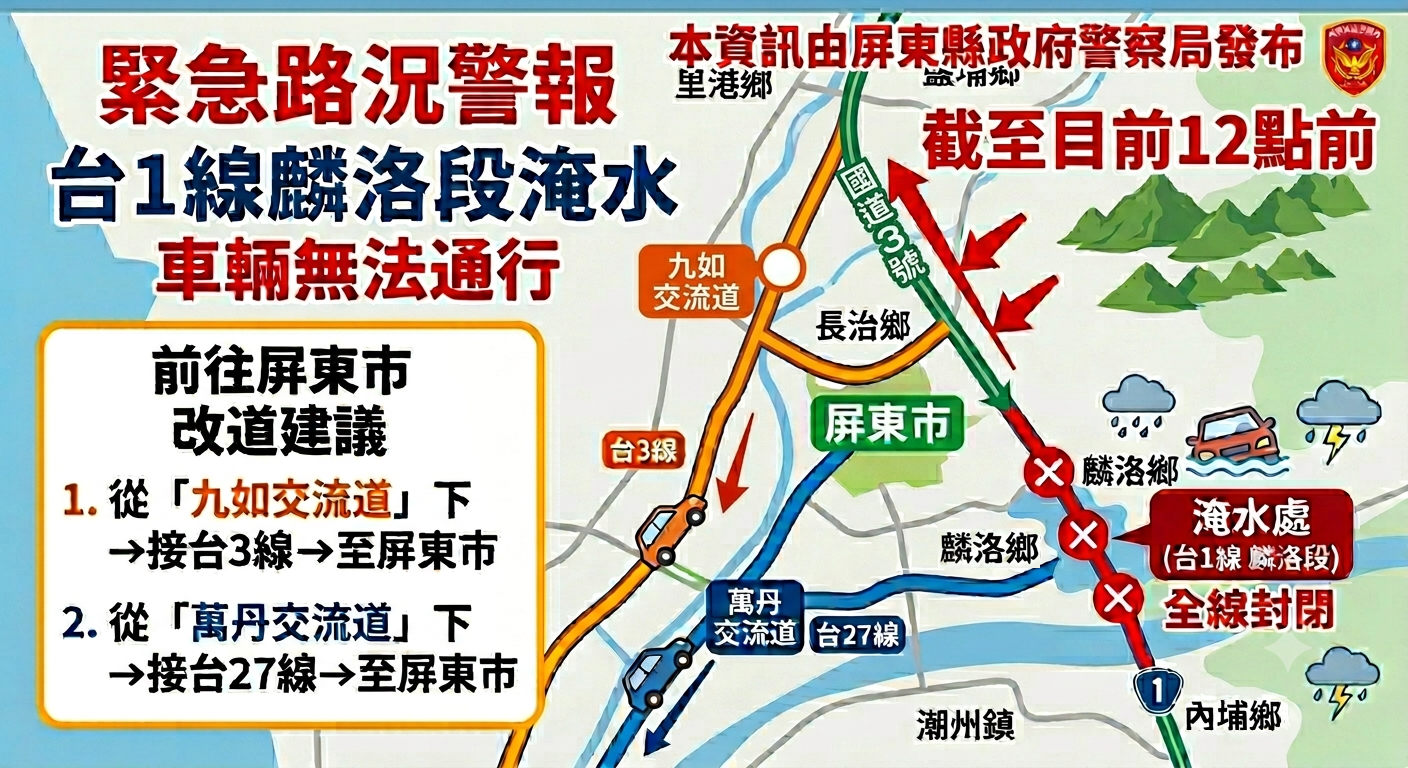 警示說明:建議改道路線