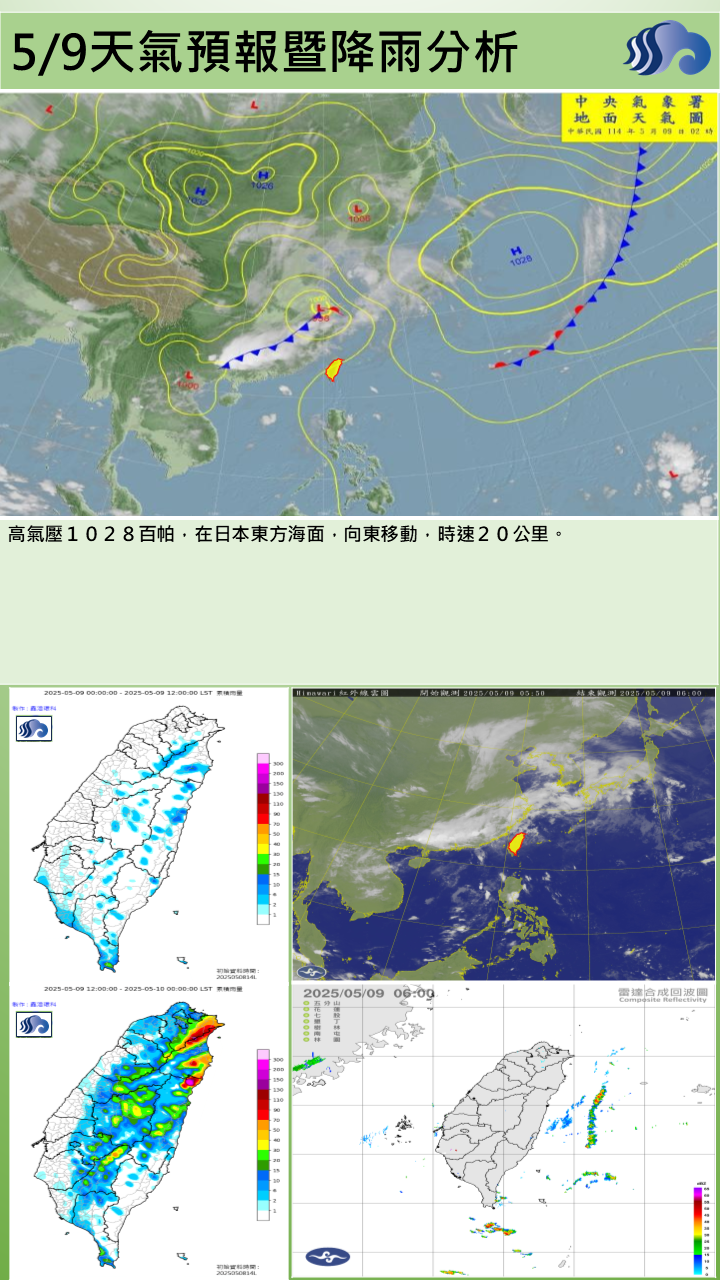 警示說明:鋒面接近影響，為多雲或多雲時晴，午後有局部陣雨或雷雨