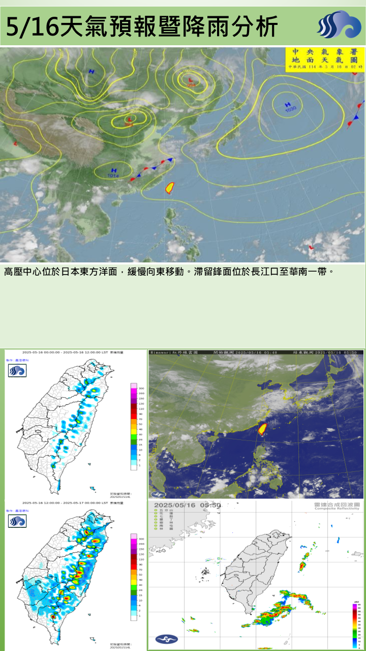 警示說明:受鋒面高緯度通過影響，為晴到多雲天氣，僅恆春半島有局部短暫雨