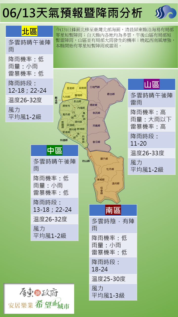 警示說明:白天縣內各地均為多雲