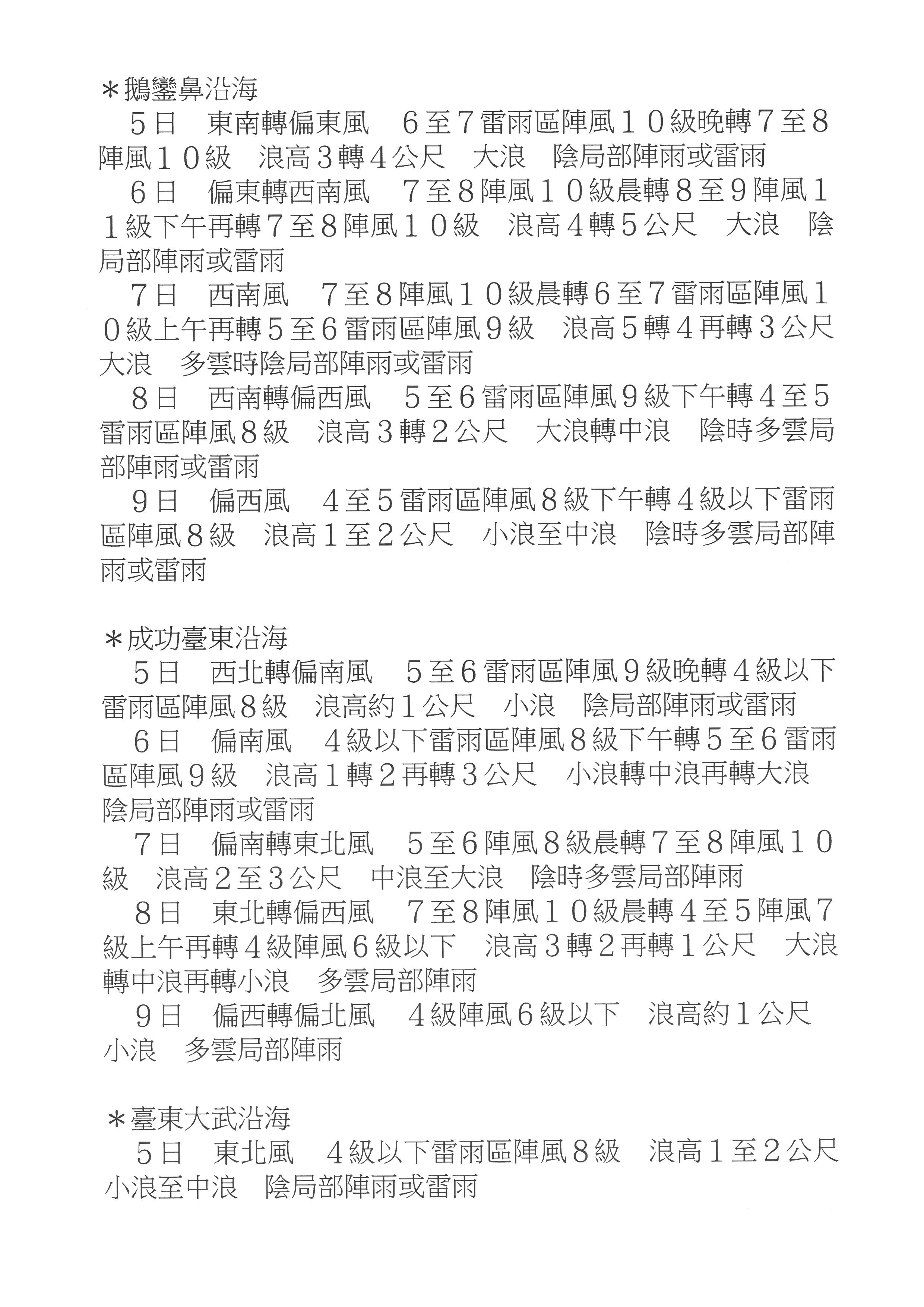 警示說明:丹娜絲颱風高雄枋寮沿海船舶管制公告3
